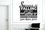 Jon Bon Jovi成功is falling Nine Times and Getting Up壁ステッカーアートデカール – Large (高さ61 cm x横幅57 cmブラック