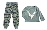 Mud Pie Boys Little DeerコレクションCamo Sweatshirt Set with Stag Deerアップリケ US サイズ: L カラー: グレー