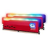 GeIL ORION RGB DDR4 RAM，32GB (16GBx2) 3600MHz 1.35V XMP2.0，Intel/AMD 兼用、高速性能、卓越したパーフォーマンス、RGBライティング効果、ファンタジーデザインLong DIMM 高速デスクトップメモリ、ゲーミング/マルチメディア/ハイビジョンlive (赤)