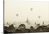 リチャード・テイラープレミアムシックラップキャンバス壁アート印刷題名ミャンマー、マンダレー、Bagan、ホットAir Balloon Ride Above the PlainsのBagan at Da