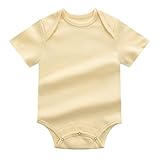 baby fruit 夏 ベビー服 無地 半袖ロンパース 女の子 男の子 Uネック フルプリント カバーオール出産祝い 赤ちゃん 肌着 ボディスーツ コットン 可愛い 三角 8色 イエロー 85cm