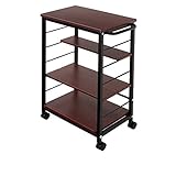 棚位置自在 キャスター付き キッチンワゴン KW-0930 30cm 隙間収納 収納 キッチンカウンター (ダークブラウン)
