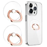 スマホリング 丸形 2個入り バンカーリング ローズゴールド 360度回転 スタンド可能 薄型クリア ホールドリング 落下防止 携帯リング 多用途グリップ (ローズゴールド)