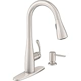 Moen 87014srs Essie single-handleプルダウンスプレーキッチン蛇口付きでスポットResistステンレスwithソープディスペンサー