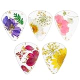 ギターピック プレクトラム フラワーギターピック フラワーレジンギターピック フローラルベースピック アコースティックギター、ウクレレ、ベース用、スタイリッシュでカラフルなギタープレクトラム5個。