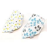 JUSH キッズ　バンダナビブ　よだれかけ　２層タイプ　スナッフ式　コットン100％　２点セット　調整可能 (ドット（２点セット）)