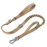 EXCELLENT ELITE SPANKER リード 犬 ナイロン製 ショック吸収 リード 大型犬 訓練 犬リード 伸縮 散歩 リード 犬 2ハンドル 犬 伸縮リード 中型犬（ブラウン）