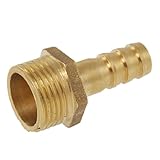 uxcell　ホース継手　ゴールドトーン　ブラス素材　16mmのネジ径　ストレート　33 x 19mm