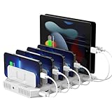 Unitek 2024電源 USB充電ステーション 10ポート 卓上充電スタンド 最大12A 60W PSE認証済 10台同時 1.5A/2.4A スマートIC搭載 複数台対応 Android/iPhone/iPad/kindle/タブレット/PSP 仕切り板 間隔調整可能 収納便利 卓上 ホワイト