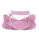 YOUMAY ベビー蚊帳 折りたたみ式 ワンタッチ 赤ちゃん 蚊帳 ミニ べビー寝具 虫除け モスキートネット 底生地付 360°蚊 虫よけ ンパクト収納 旅行 携帯便利 0-3歳適用（ピンク）