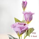 carole4人工花、3 HeadsフェイクフラワーLisianthus Eustoma、植物シミュレーション装飾ガーデンホームの間引きパーティOffice新しい年装飾 free size パープル 