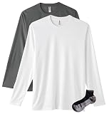 [グリマー] ドライ 長袖 Tシャツ メンズ 2枚組 Sportsソックスセット ホワイト/ダークグレー L