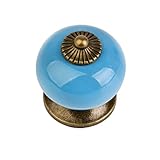 Baoblaze 単孔 黒白 カボチャ形 取っ手 ハンドル ノブ 引き出しつまみ 青