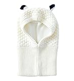 Yuelian(TM) ヒツジ風 ニット帽 ネックウォーマー 耳付き ハット　ベビー キッズ 子供用 防寒　出産祝い　お誕生日 プレゼント 贈り物 (S)