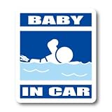 わーるどくらふと BABY IN CAR 水泳・スイミング・競泳・プール バージョン ステッカー （あお）