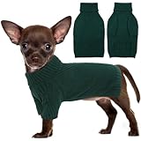 IECOii タートルネックの犬 セーター 犬 服 冬 暖かいペット服 防寒着 秋と冬の犬服 セーター クリスマスと新年のギフト トイプードル服 編み物 小型犬 ベージュXS