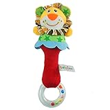 B-PING ベビー 赤ちゃん 用 スティック ガラガラ おもちゃ ホルダー 付き ふわふわ 布 歯固め　魔法のラトル　産院から帰ったその日から泣く子もケロリ　知育 新生児 カラフル (ライオン)