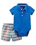 カーターズ Carter's 正規品 セット 半袖 襟付きボディスーツ＆半ズボン の2点セット☆ブルー☆ 12M(75-80cm)