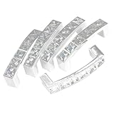 Vktech 5個正方形アクリルDecorated 64 mmステンレススチールドアキャビネット引き出しハンドルプル