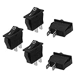 ロッカースイッチ，SODIAL(R) 5ｘ SPSTオン/オフラ　黒いスナップオンボートロッカースイッチ　AC250V/15A 125V/20A