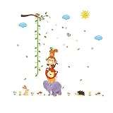 Winhappyhome動物ツリーブランチVine Kids高さ測定チャート壁アートステッカーのベッドルームリビングルーム背景リムーバブル装飾デカール