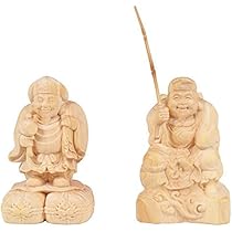 柘植 恵比寿大黒天セット 高さ18cm 木彫り 七福神 縁起物 置物 恵比寿大黒 柘植 恵比寿大黒天セット 高さ18cm 木彫り 七福神 縁起物 置物