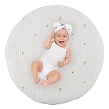 【インテリアコーディネーター推薦】 ベビーマット プレイマット 赤ちゃん マット ベビージム 円形 月齢フォト 直径80㎝ ファスナー付き （オリーブ）