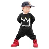 Sikye新生児赤ちゃん男の子女の子クラウンヒップホップ印刷ボディスーツ服 カラー: ブラック