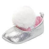Baosity ベビーシューズ　新生児　幼児　トレーニングシューズ ファーストシューズ ルームシューズ 　可愛い　白いボールが付　全3サイズ　 - 銀, 11cm