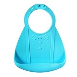 Raymoon ベビー用　食事用 防水 エプロン　赤ちゃんビブ　シリコン製　大きいポケット付き 軽くて柔らかい 食事こぼしキャッチ　持ち運び便利　プレゼント　出産祝い　洗濯可