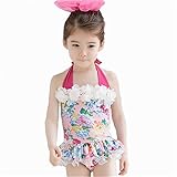 送料無料 子供水着 キッズ水着 水着 女の子 ワンピーススイムウエア 花柄 女の子 子供水着 帽子付き みずぎ かわいい 水着 オシャレ ワンピーススイムウエア ピンク (3XL, ピンク)