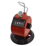 uxcell 数取器 手持型　ラウンドベースリセッタハンドクリッカーゴルフ　4の数字タリー　カウンタ　ブラックレッド