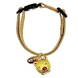 ここねこ本舗 猫 首輪 金の豚 銀の豚 小判 御守 可愛い 動物型 鈴付き 安全 セーフティー メルヘン ポップ 和柄 軽い 調整可能 日本製 ハンドメイド (金の豚)