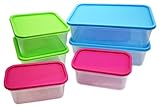 セットの6カラフルなストレージボックス。4 Assorted色 – 3サイズ – BPAフリー – 食洗機、電子レンジ対応。Perfect