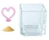 花市場直送便 ミニチュアガラス ハートの輪 ピンク & カラーサンド クリーム & 植え込み用グラス ニューブロックS