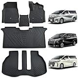 REJEEKAR トヨタ アルファード/ヴェルファイア 30系 フロアマットラゲッジマット 防水 7，8人乗り ハイブリッド/ガソリン専用車専用 TPE素材使用 3Dフロアマット 滑り防止 防水 耐摩耗 お手入れ簡単 Alphard VELLFIRE 30系フロアマット 5点セット