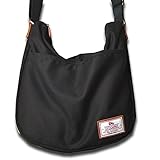 オープンポケットが便利なキャンバス素材ラウンドショルダー BK