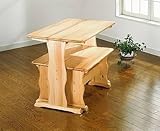 【ダークブラウン復活！】カントリー調！パインテーブル＆ベンチ2脚セット ナチュラル