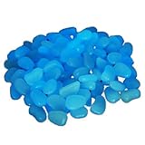 夜光石 蓄光石 玉石 雨花石 水槽飾り石 金魚鉢用飾り 2～3cm 100個 プランター 等 インテリア に (スカイブルー)