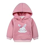 PANCY 子供服 秋冬 スウェットパーカー フード付き トレーナー フーディ 長袖 厚手 可愛い うさぎ柄 刺繍 女の子(100cm,ピンク)