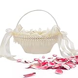 【Cheng-store】西洋フラワーガールフラワーバスケットレースフラワーガールバスケット結婚式花嫁フラワーバスケット韓国ベージュバスケット