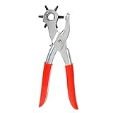 Demiawaking 回転式穴あけパンチ 革工具 DIY工具 丸穴6サイズ 革細工 レザーツール レッド