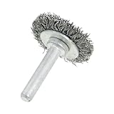 uxcell ホイールワイヤーブラシ　軸付きブラシ　ステンレスブラシ　6mm軸　金属用　研磨　シルバー