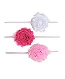 RuffleButts乳児/幼児用女の子ヘッドバンド – ピンク、ホワイト、フクシアRawロゼット花セット US サイズ: S カラー: ピンク