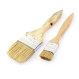 uxcell　ペイントブラシ　金属　剛毛　ウッド　シルバートーン　ウッドカラー　2個入り