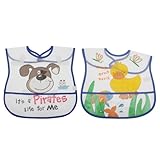 赤ちゃん・ベビー かわいいどうぶつのデザイン ビニール素材 スタイセット ビブセット 2枚入 (ワンサイズ) (イヌ/アヒル)