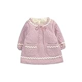 ベビー服 女の子ワンピース 子供服 Pojour 冬秋 防寒 厚手スカート 可愛いリボンワンピース 長袖ドレス オシャレ 秋 綿 通園 発表会 旅行 記念日 プレゼント ピンク