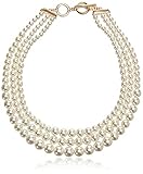 Anne Klein Women's Gold-Tone Blanc Pearl Collar Necklace, Gold/White, 0