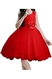 (アイビードレシング) Ivydressing 子供ドレス パーティードレス ウェディング フラワーガールドレス ジュニアドレス 披露宴 発表会 演奏会 ガールズ ショートドレス 花飾り 白色 赤色-