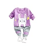 Pojour 春 0-2歳 2-7歳女の子可愛い上下セット 綿 キッズ 通気 パープル(80cm)